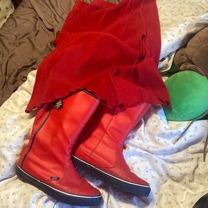 Vintage red vans rain boots